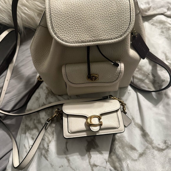 Coach Cream Leather Backpack and Crossbody Set